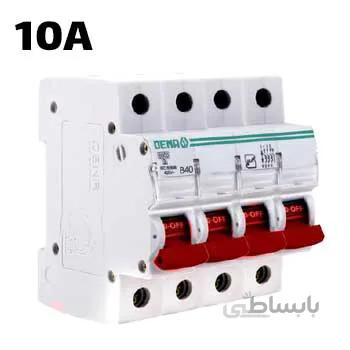 فیوز مینیاتوری تیپ B سه فاز و نول 10 آمپر دنا الکتریک ا Miniature Circuit Breaker 10A Dena electric