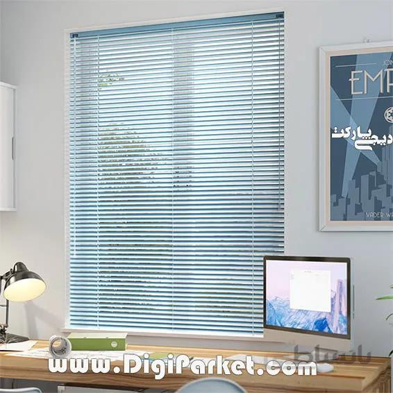 پرده کرکره فلزی فیروزه ای ساده ۱۶ میلیمتری P020