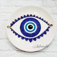 بشقاب سرامیکی دستساز چشم نظر گرد طرح ۱۵