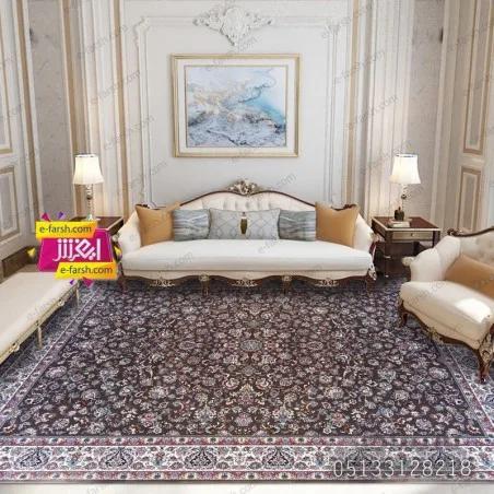 فرش ماشینی نگین مشهد طرح 2591 گردویی