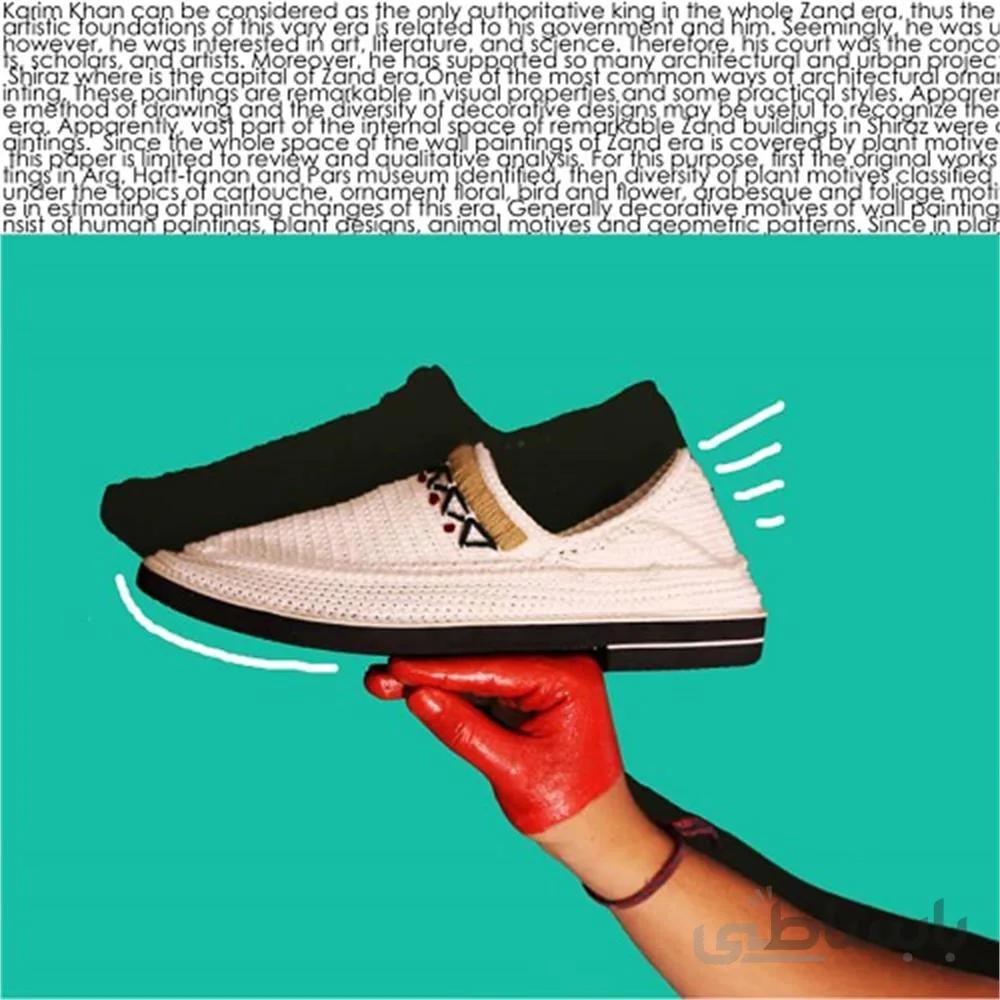 گیوه دست دوز مردانه تلفیق گلدوزی و نقاشی کد 2 ا handmade sneaker combine of embroidery and paint code 2