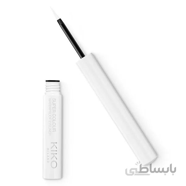 خط چشم رنگی ضد آب کیکو میلانو KIKO MILANO اصل | مدل Super Colour مویی ظریف، رنگ سفید ا Kiko Milano New Super Colour Waterproof liquid Eyeliner 1.7ml