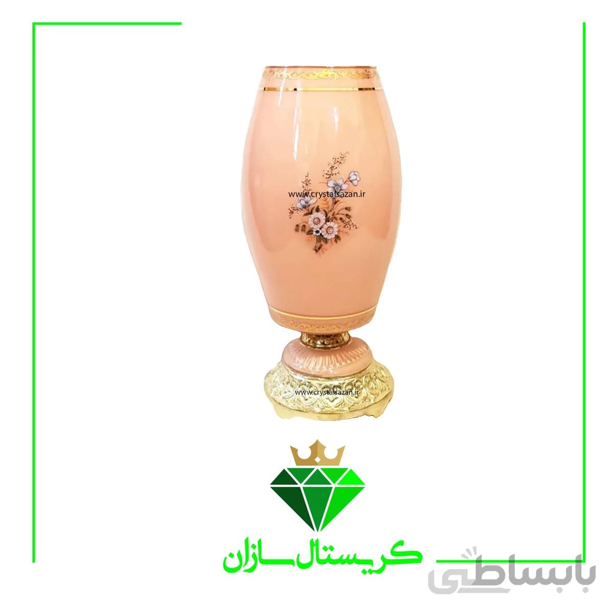 گلدان بلند مدل رز کریستال سازان صورتی رنگ کد G1213