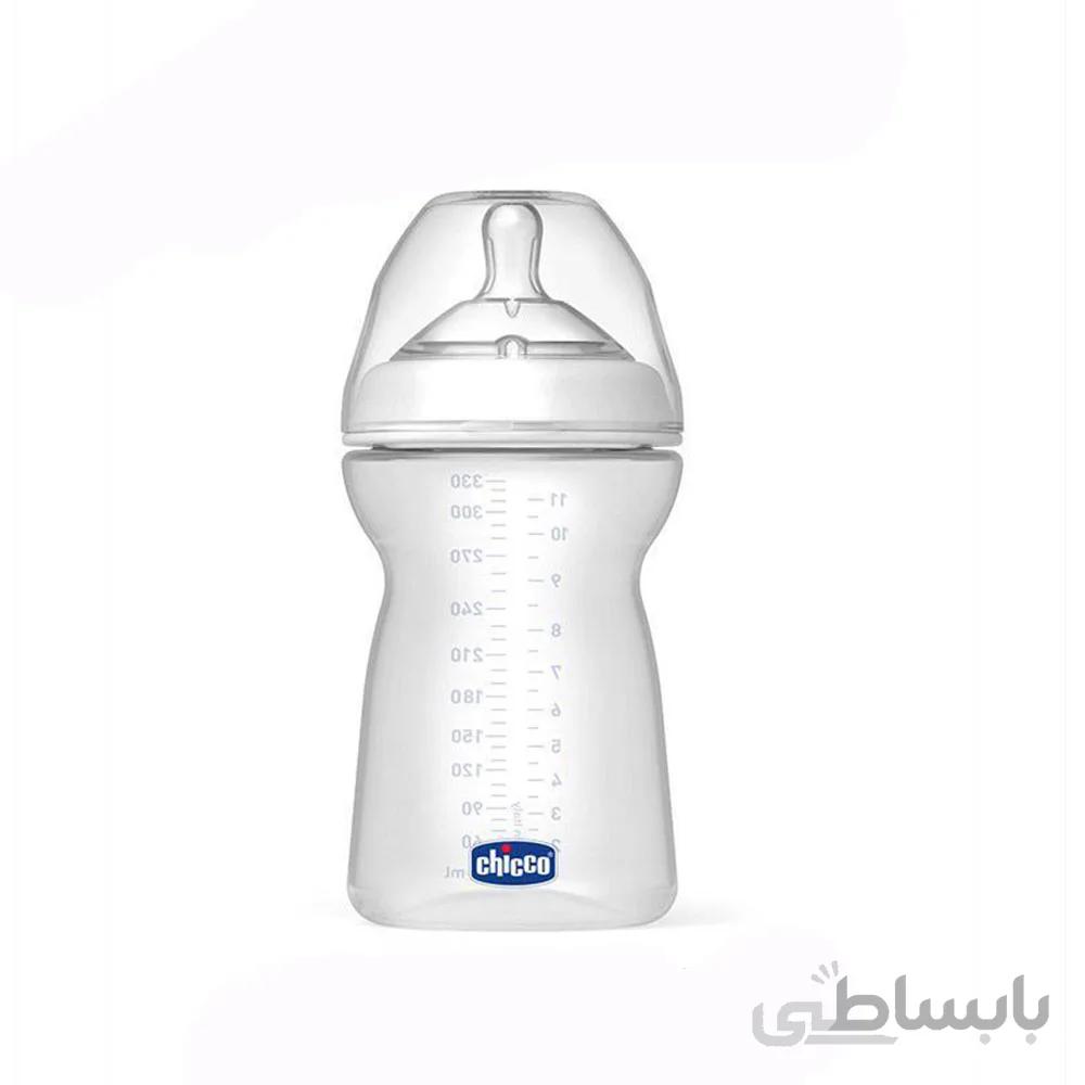 شیشه شیر 6+ ماه نچرال چیکو Chicco ظرفیت 330 میلی لیتر سفید