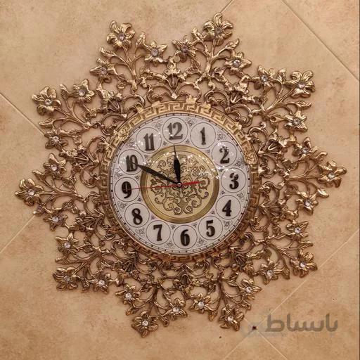 ساعت دیواری برنزی طرح گل نقلی