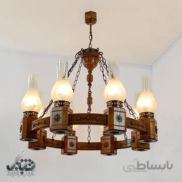 آویز هشت شاخه دارکار مدل روستیک کد 211