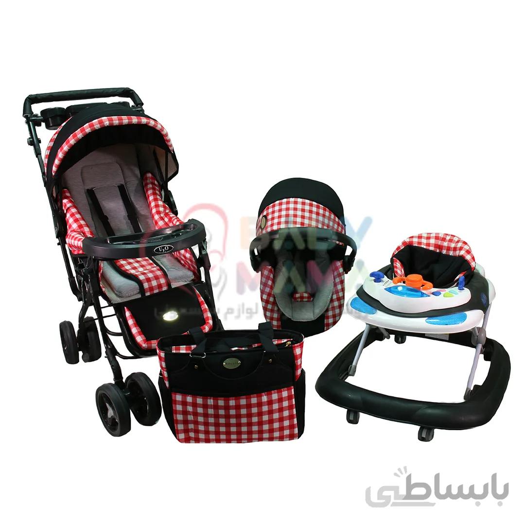 ست 4 تیکه کالسکه Baby Like مدل چهار خونه