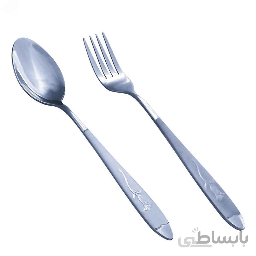 قاشق و چنگال سبک سبز مدل گل