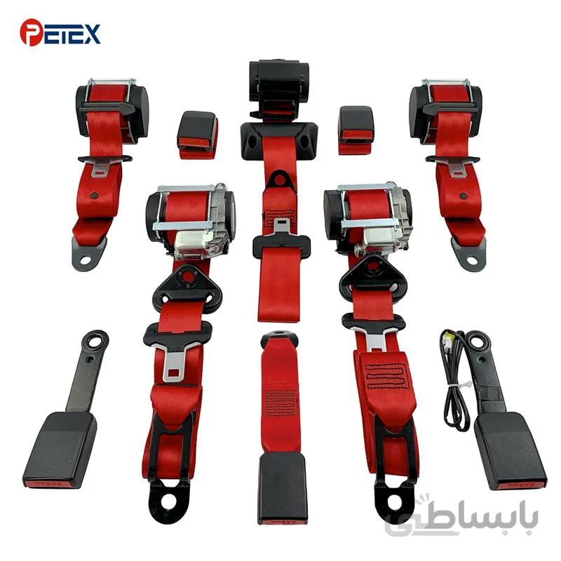 ست کامل کمربند ایمنی پژو ۲۰۶ صندوقدار رنگ قرمز بهمراه ۵ عدد قفل