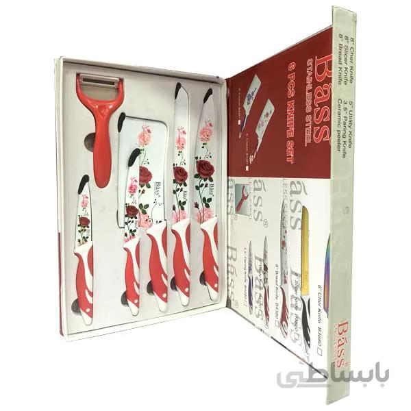 ست چاقو آشپزخانه Bass طرح گل رز