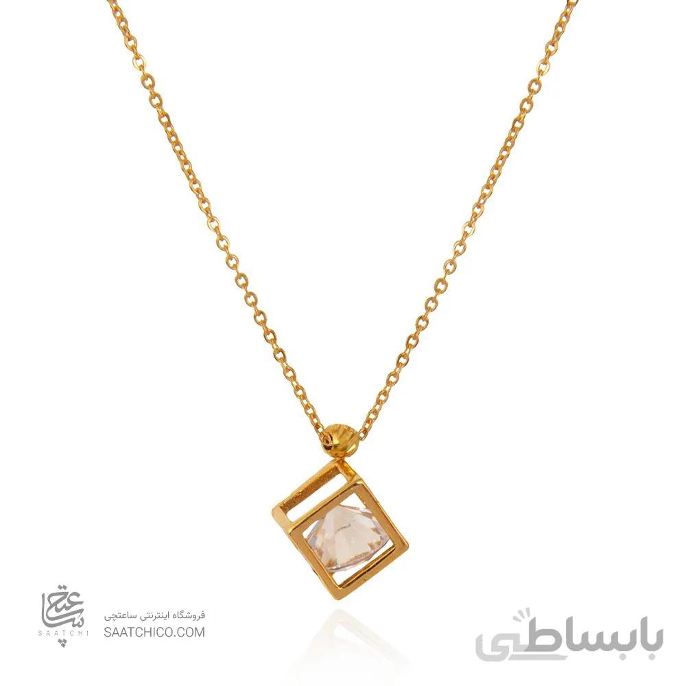 گردنبند طلا زنانه طرح مکعب با کریستال کد XN320