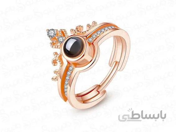 انگشتر زنانه دوستت دارم به صد زبان دنیا طرح تاج 10075