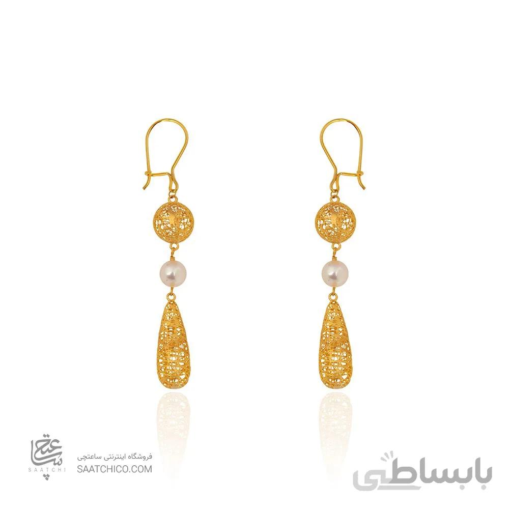گوشواره طلا طرح فیوژن با مروارید کد XE254
