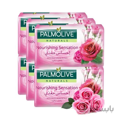 صابون پالمو لایو ۱۷۰ گرم باکس ۶ عددی – با رایحه شیر و روغن گلاب – تغذیه کننده مناسب برای پوست – Palmolive soap nourishing sensation – with milk and Rose oil