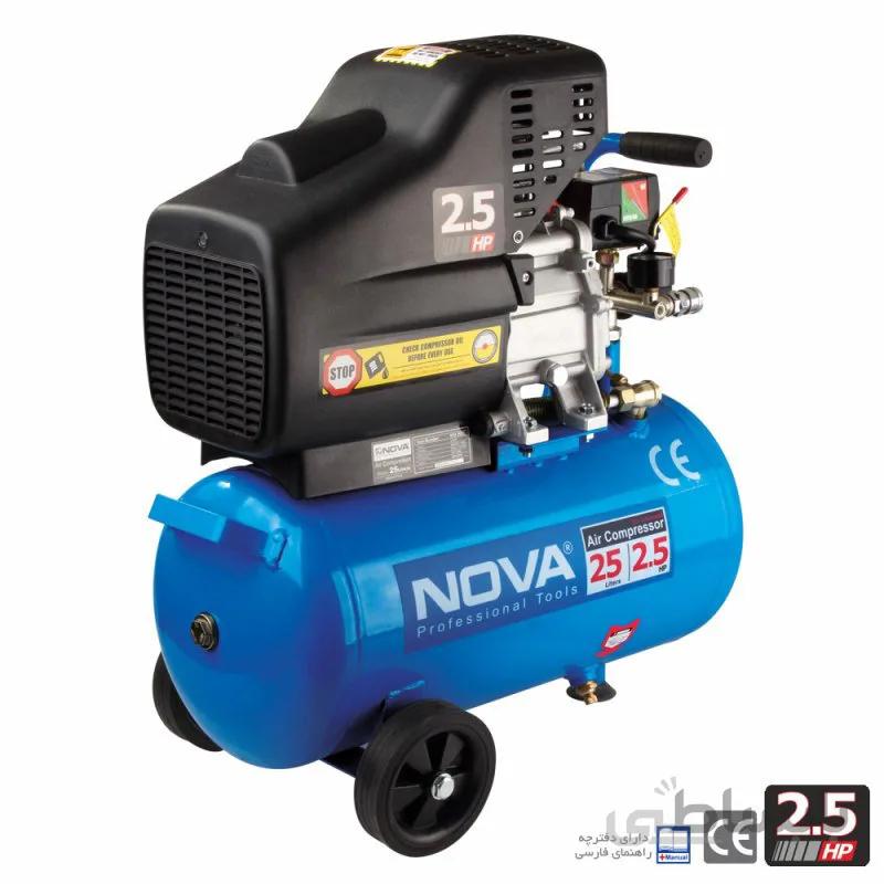 کمپرسور باد 25 لیتری نووا مدل NTA9025 ا NOVA Air Compressor Model NTA9025