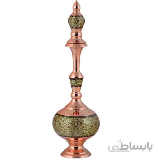 تنگ مسی خاتم کاری اثر آقاجانی ارتفاع 37 سانتی متر کدC-520