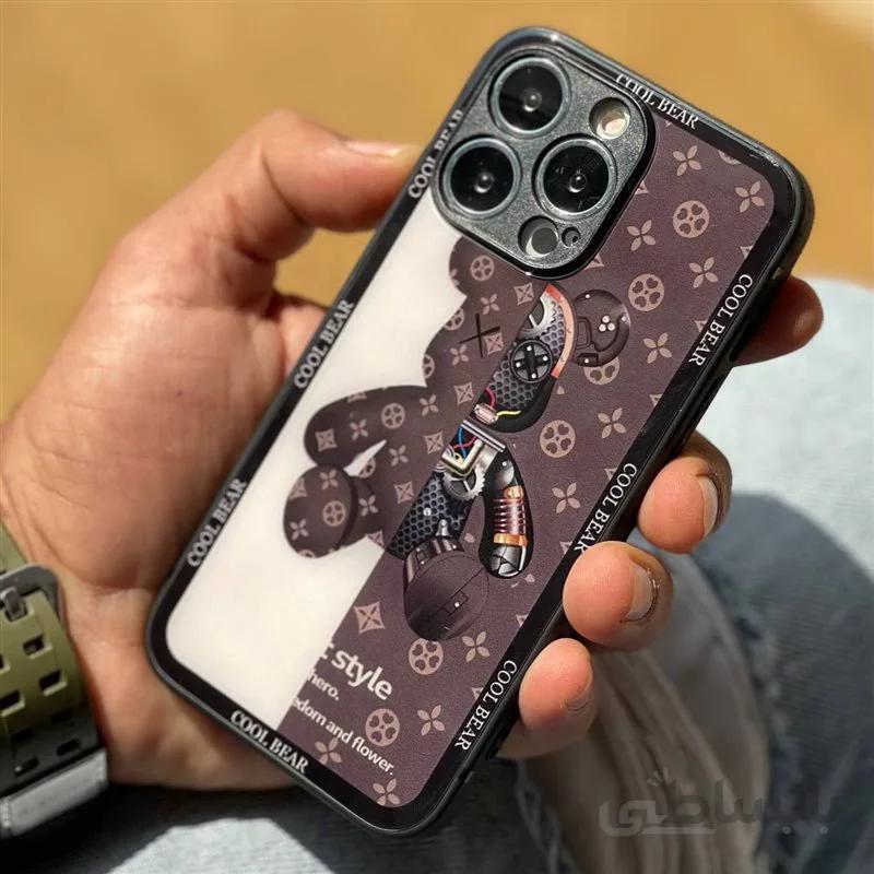 قاب آیفون مدل خرس Robo Style پشت گلس