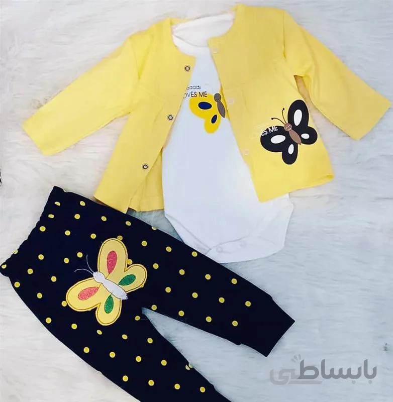 ست سه تیکه نوزادی دخترانه 3 تا 9 ماه کد 365