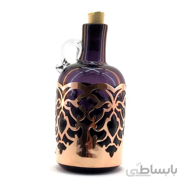 بطری شیشه ای تلفیق با مس کوچک دسته دار بنفش