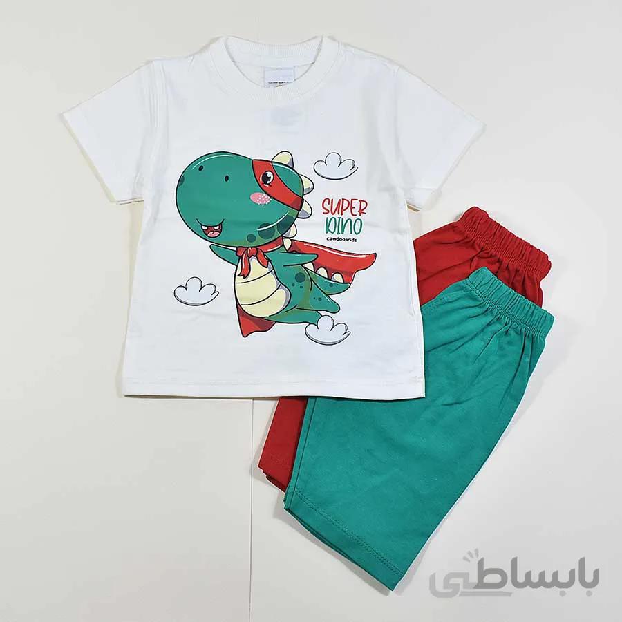 تیشرت شلوارک پسرانه بچه گانه سوپر داینو کد 2349