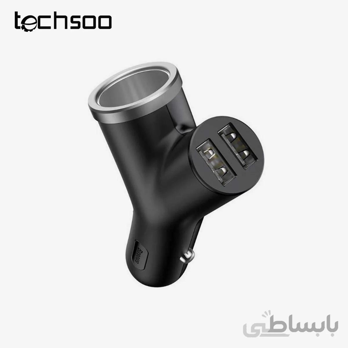 شارژر فندکی بیسوس Baseus Y type dual USB car charger