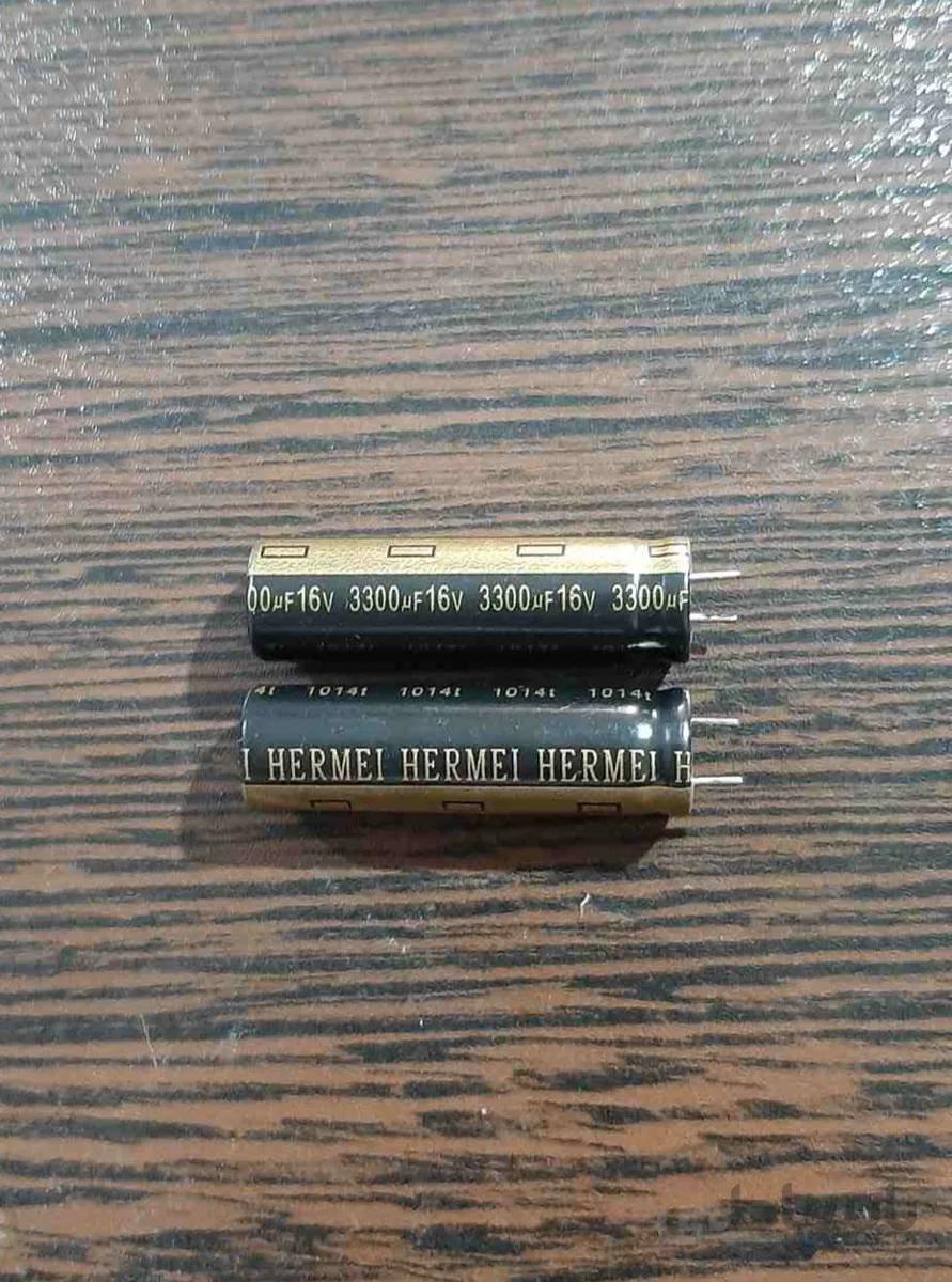 HERMEI 16V 3300uF – خازن الکترولیت، ۱۶ ولت، ۳۳۰۰ میکروفاراد