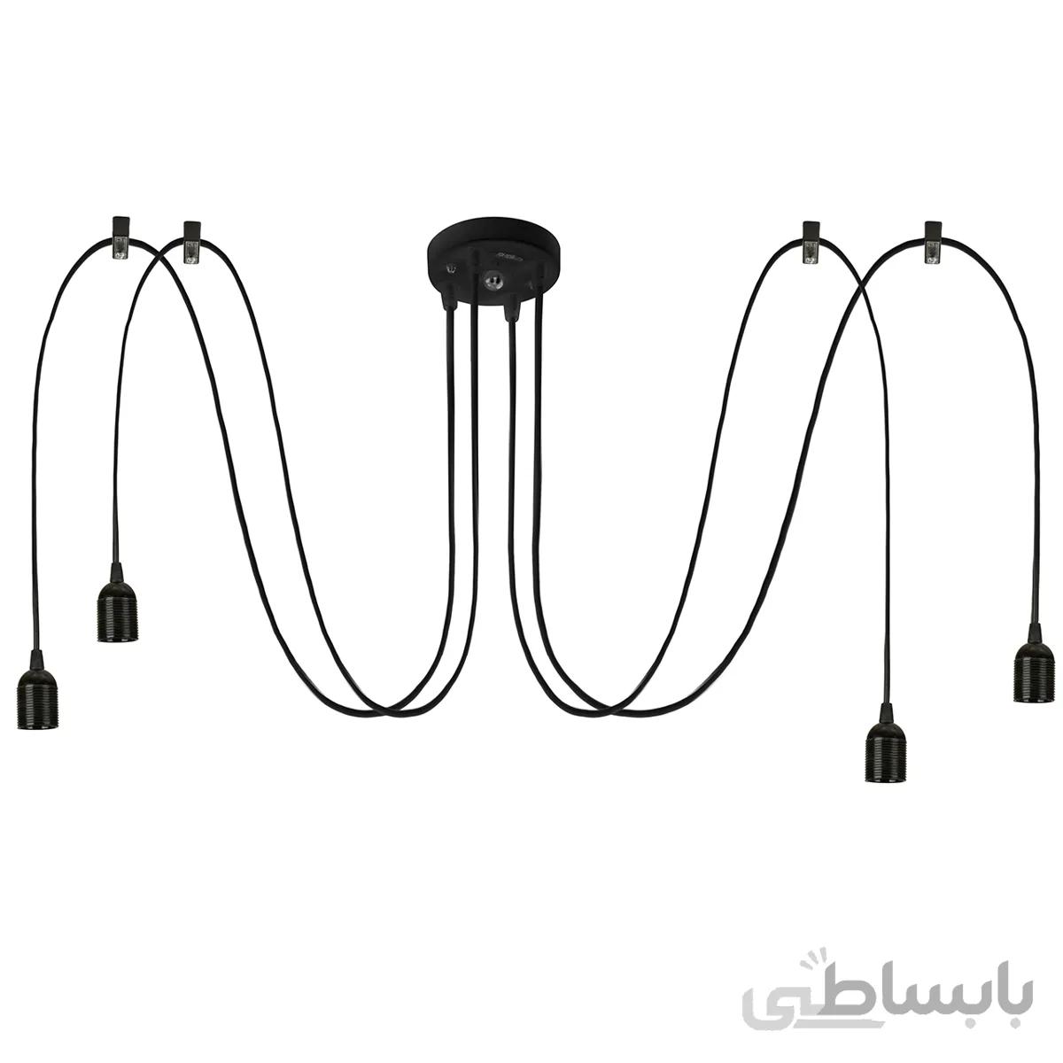 چراغ آویز ۴ شعله چشمه نور کد A2308/4-BK مشکی