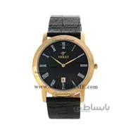 ساعت مچی ویولت مردانه کلاسیک گرد چرمی طلایی صفحه مشکی شماره یونانی کد 0416/2G