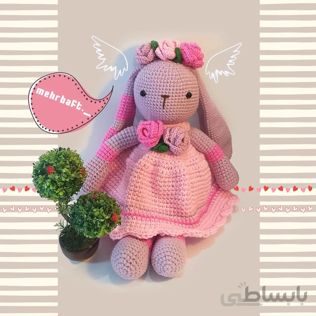 عروسک بافتنی مدل خانم خرگوشه