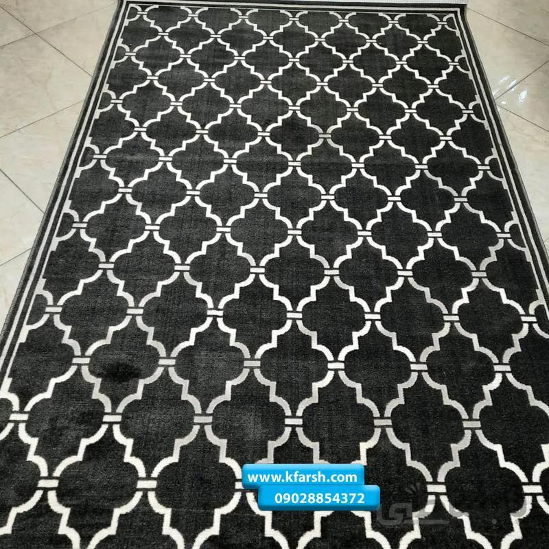 فرش مدرن طرح مراکشی سفید و مشکی