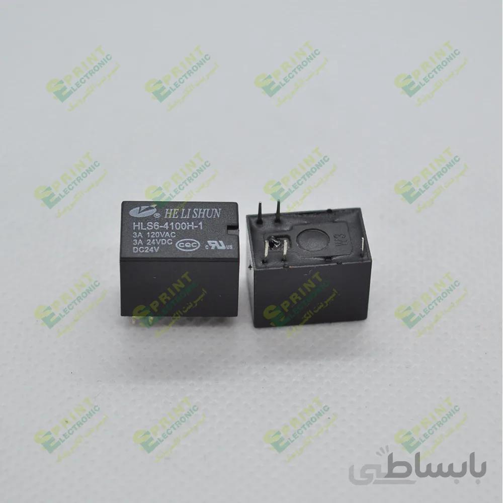 رله 24 ولت مینیاتوری بوبین کنار 5 پایه 3 آمپر HLS6-4100H-1-24VDC