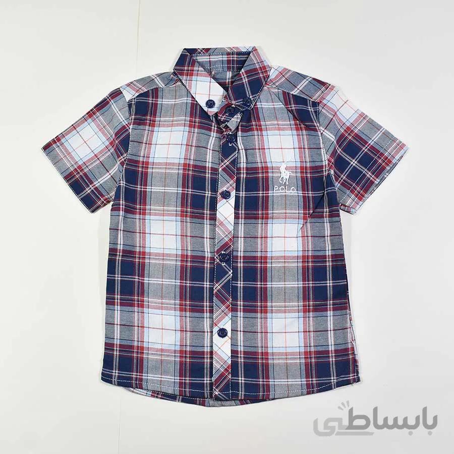 پیراهن آستین کوتاه پسرانه بچه گانه چهارخانه کد 2414
