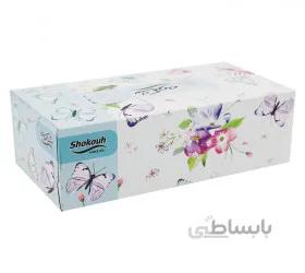 دستمال کاغذی شکوه 150 برگ دولایه طرح پروانه و بنفشه