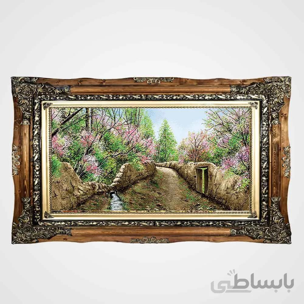 تابلو فرش دستباف طرح بهار روستا کد ۱۰۷۰