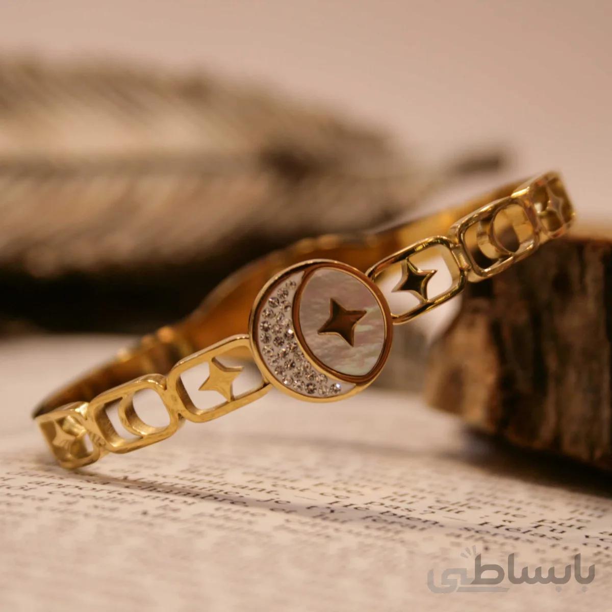 دستبند النگویی استیل ماه و ستاره کد 841