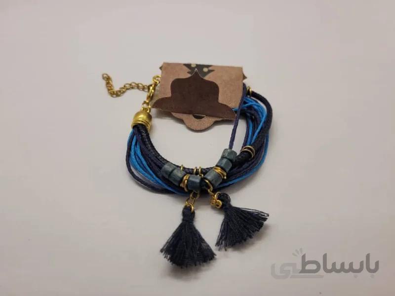 دستبند طرح چرم و کتان