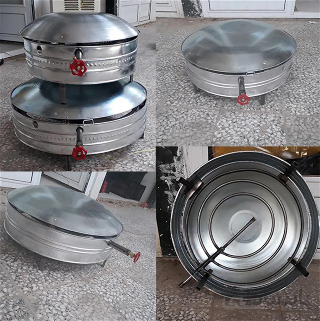 ساج گازی-تنور گازی خانگی تابه ضخیم ا ساج گازی مخصوص پخت انواع نان دارای مشعل قابل تنظیم درجه حرارت دلخواه قابل استفاده از گاز خانگی و گاز سیلندر جنس ساج: ورق مقاوم گالوانیزه (ضد زنگ زدگی)