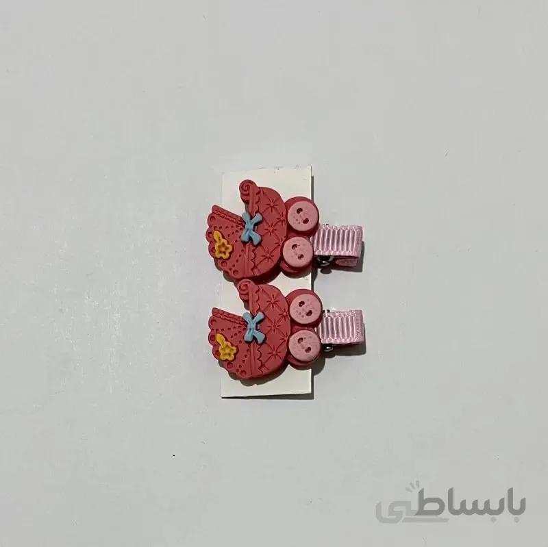 گلسر دخترانه صورتی طرح کالسکه ۲ عددی