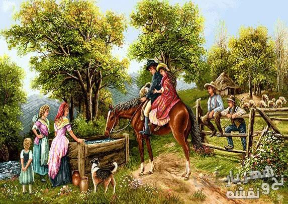 نخ و نقشه تابلو فرش مزرعه خوشبختی کد 3001