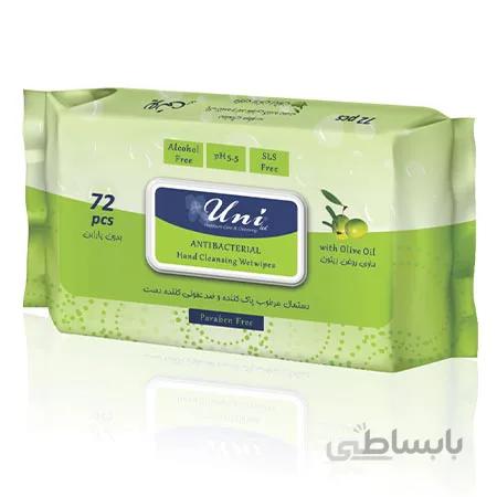 دستمال مرطوب آنتی باکتریال ۷۲ برگی حاوی روغن زیتون