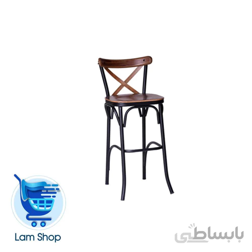 صندلی کانتر فلزی تونت با کف، پشت و اتصال چوبی N605 نظری