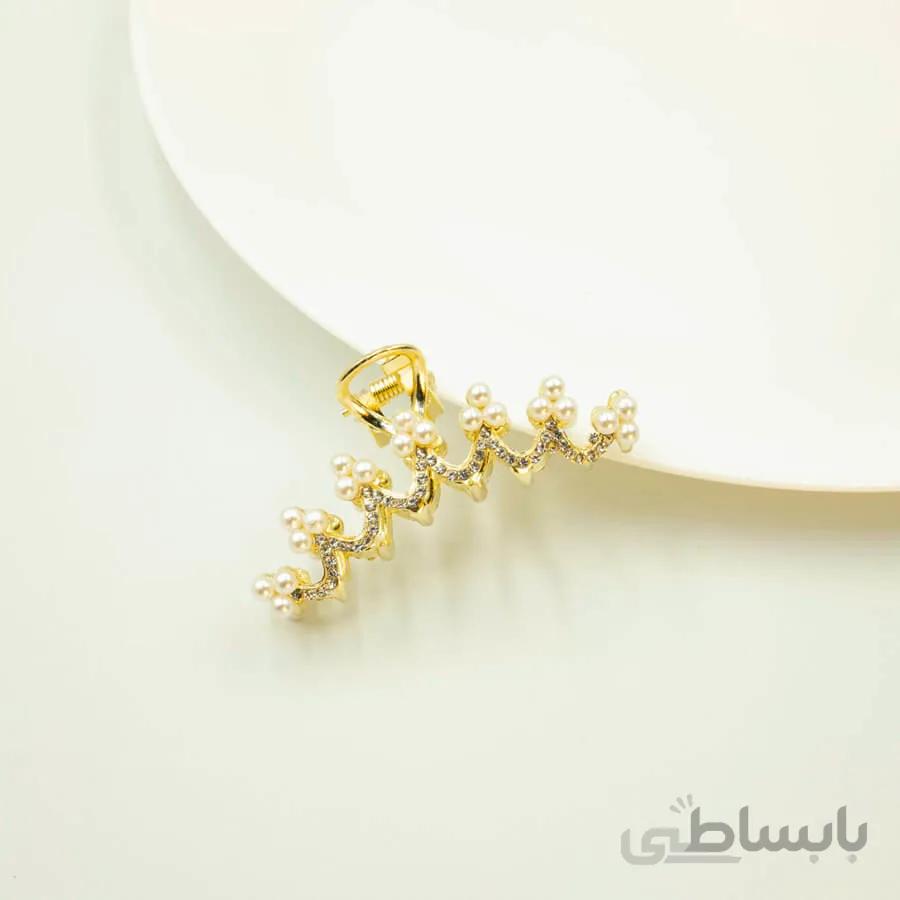 کلیپس فلزی تاج مروارید و نگین کد C130
