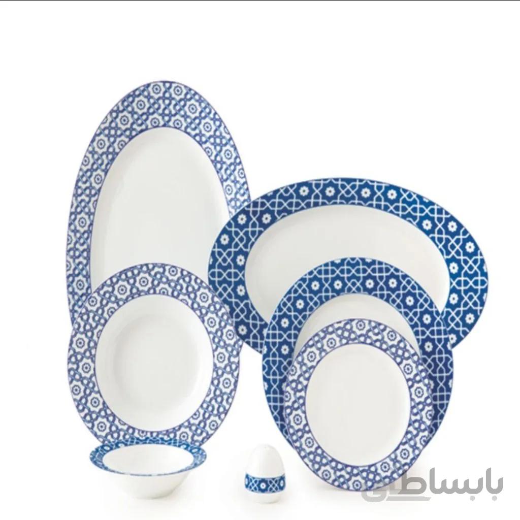 سرویس چینی زرین 28 پارچه / ایتالیا میبد سرمه ای درجه 3