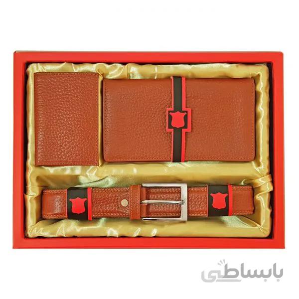 ست کیف پول کمربند و جاکارتی چرم طبیعی مردانه ST1022