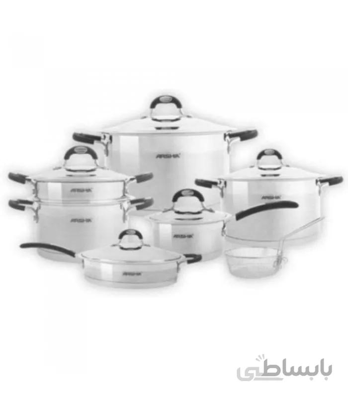 سرویس قابلمه استیل 12 پارچه عرشیا مدل SS14014-1755