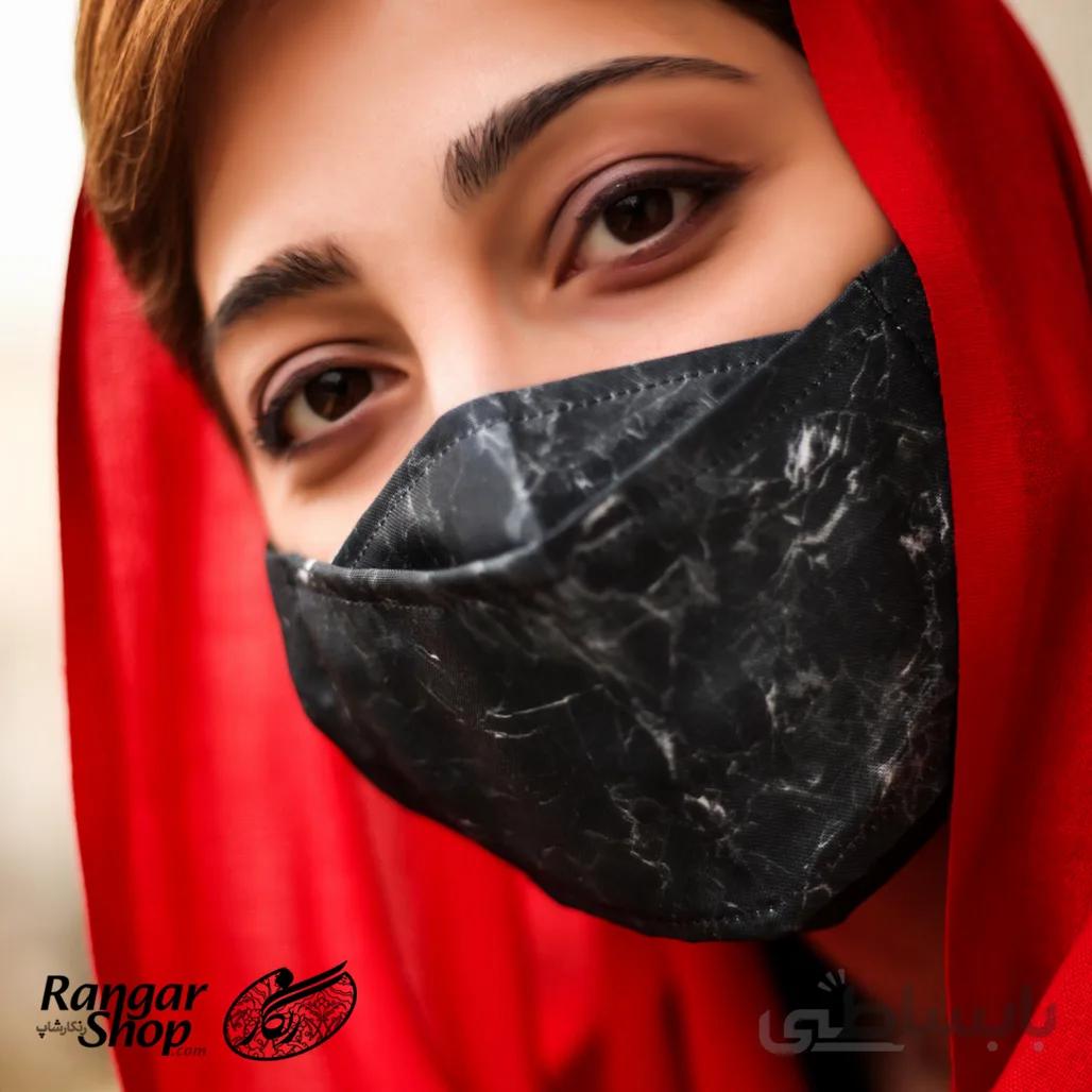 ماسک فیلتر دار طرح مرمر مشکی