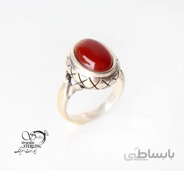 انگشتر عقیق زنانه طرح مس