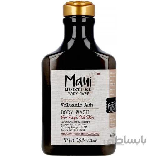 شامپو بدن مائویی خاکستر آتشفشانی Maui Volcanic Ash حجم 577 میل | بدون سولفات، آبرسان قوی، روشن کننده پوست ا Maui Moisture Detoxifying Volcanic Ash Body Wash 577ml