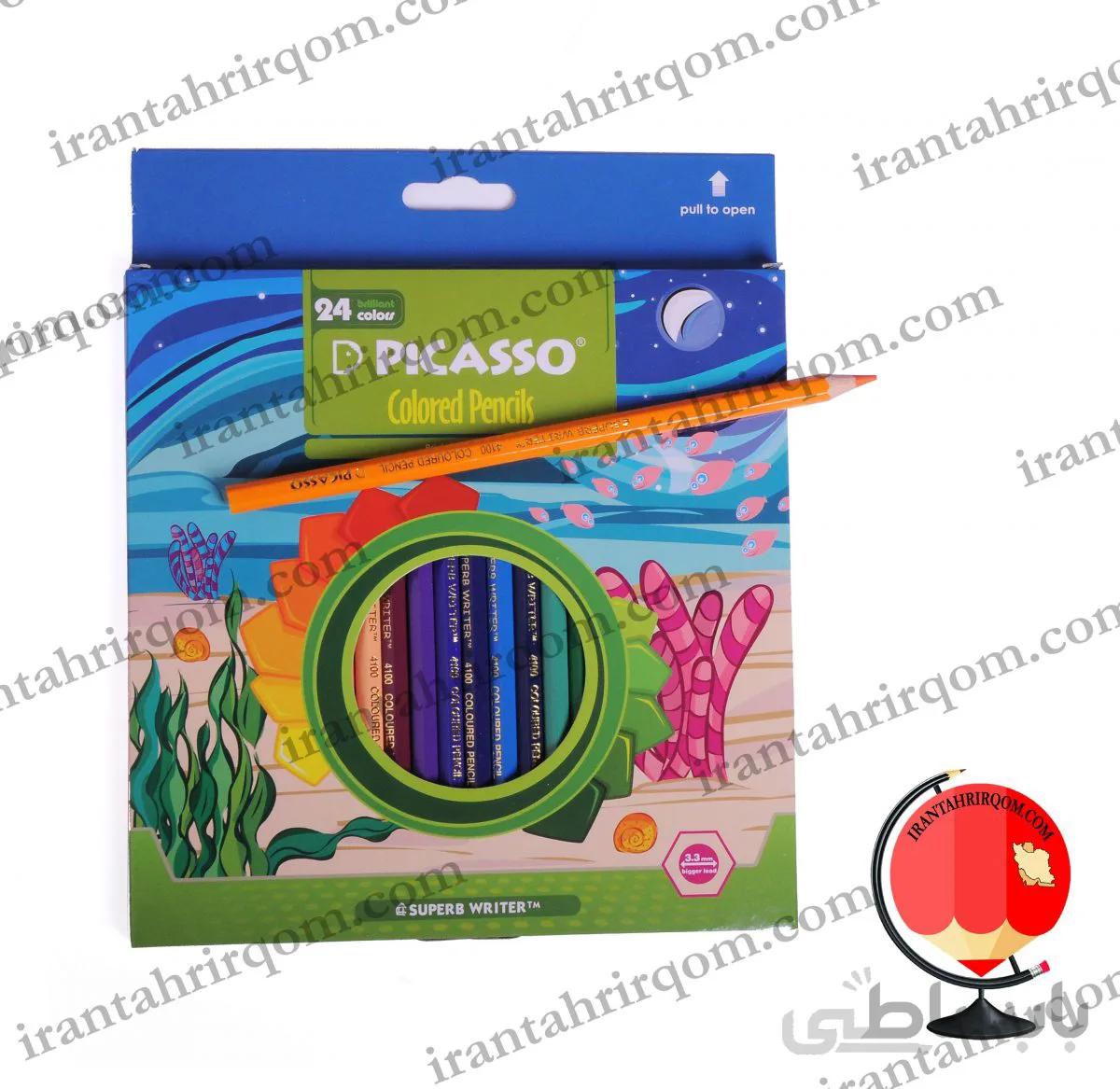 مداد رنگی 24 رنگ جعبه مقوا پیکاسو picasso صورتی