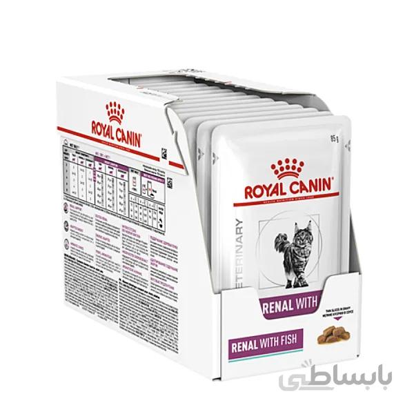 پوچ گربه رویال کنین مدل Renal with Chicken در سس وزن 85 گرم ا Royal Canin Renal with Chicken Pouch in Gravy 85g کد 364418